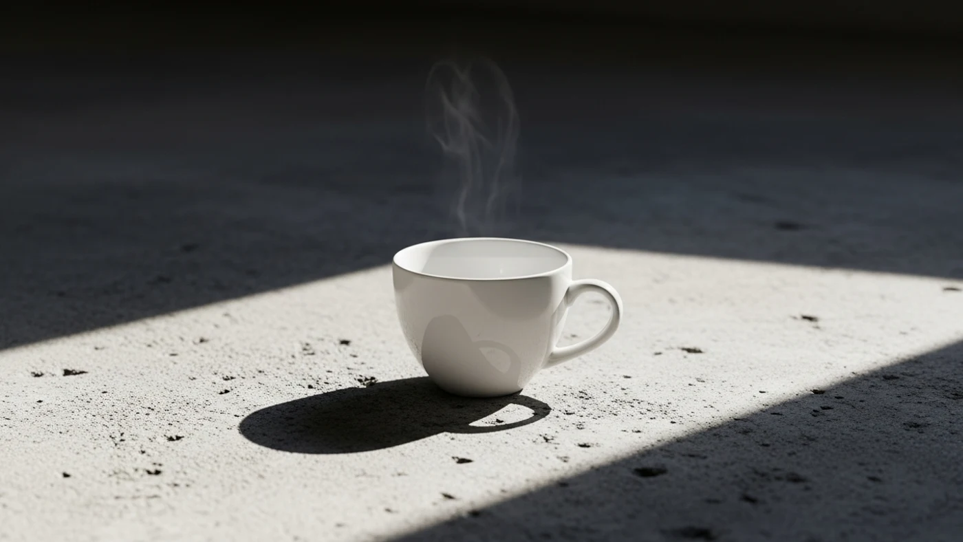 Taza de café con sombra geométrica