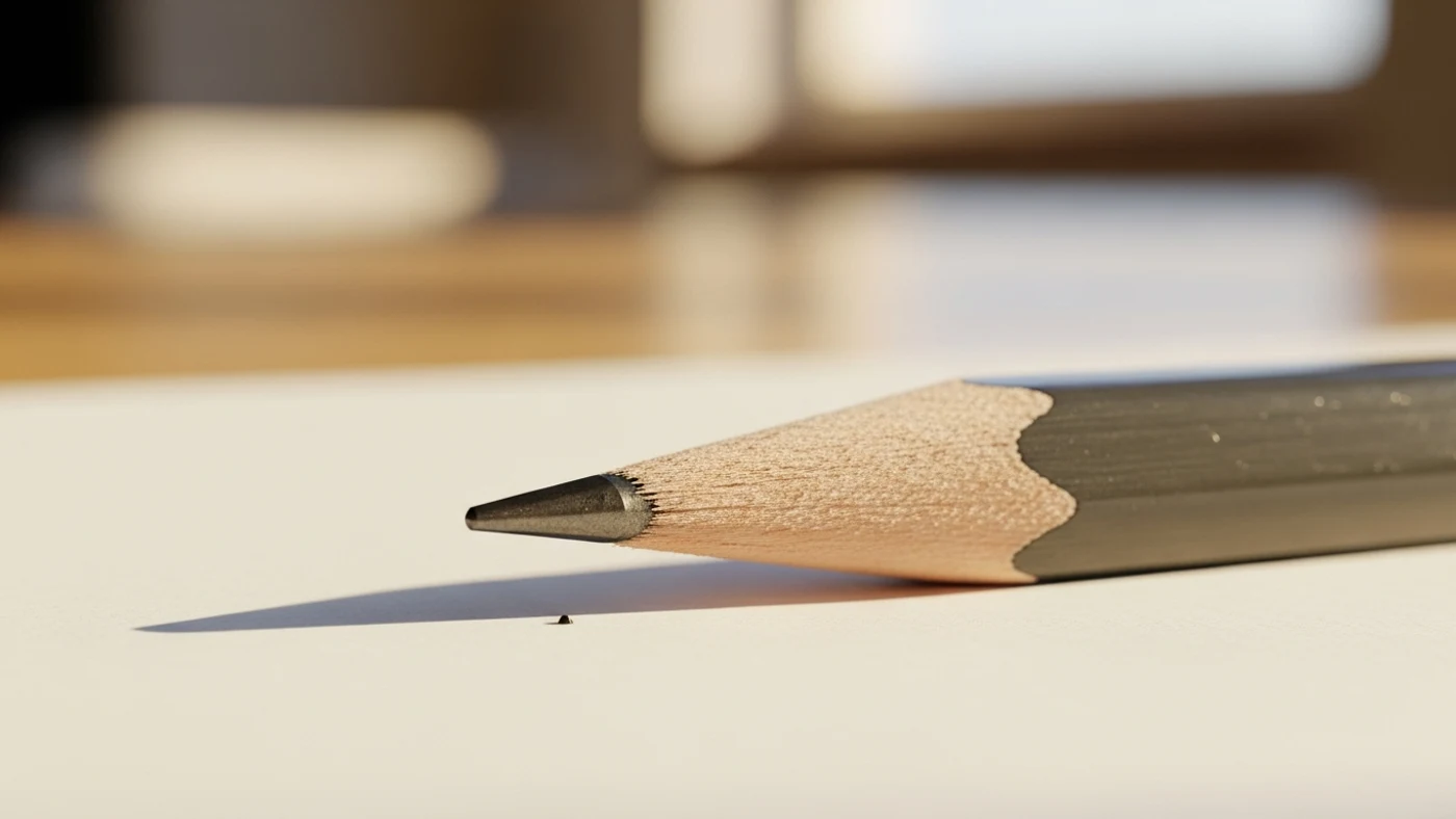 Punta de lápiz sobre papel blanco